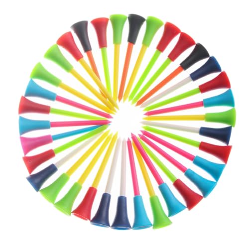 100Pcs Plastic Golf Tees with Rubber Cushion Top, 83mm Rubber Sleeve Nail Golf Tee Mixed Colors Golf Tees