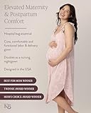 Kindred Bravely Ruffle Strap 3-in-1 Labor and Delivery Gown for Hospital, Postpartum Nursing (Pink Hydrangea, X-Large/1X)