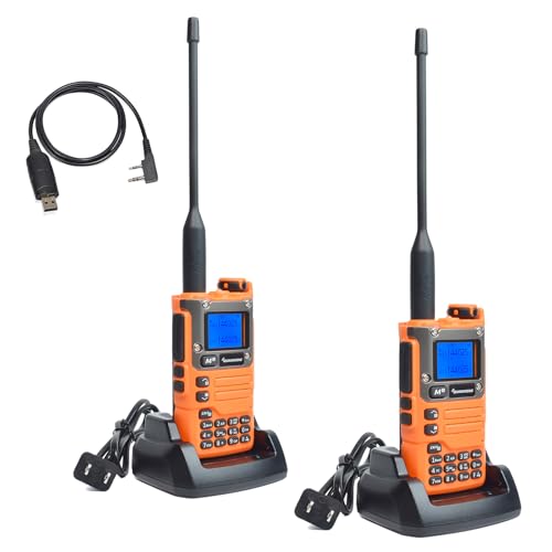 QUANSHENG UV-K6 Walkie Talkie, Portable VHF UHF Dual Band 5W Type-C Rechargeable Two Way Radio NOAA Emergency Weather Receiver with Programming Cable (Pack of 2)