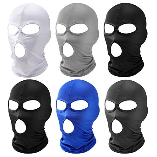 Geyoga Balaclava Covering Three Holes Full Face Covering Summer Thin Open Face Hood Windproof Motorcycle Face Cover (Multicolor,6 Pieces)