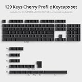 Fogruaden Blank Keycaps, Thick PBT Keycaps, Cherry Profile, Minimalist Grey Black Keycaps, 129 Keycaps Set with 7U Spacebar, Custom Keycaps for Cherry Gateron MX Switches Mechanical Keyboard