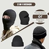 BROKIG Skull Cap 2 in 1 Black Balaclava Ski Mask Winter Balaclava Mask Warm Face Mask and Beanie Hats for Men Headwear(Black,1)