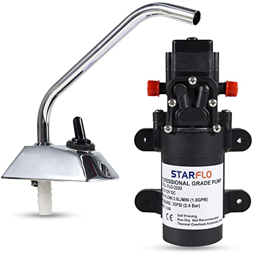 Unifizz 12V Water Pump Self-Priming Galley High Pressure Electric Pumps Spin Faucet Tap for RV Boat Caravan Motorhome
