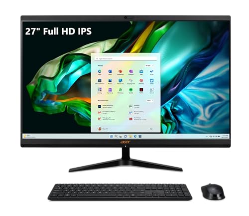 acer Aspire C27-1800-UR12 AIO Desktop | 27 Inch Full HD IPS Display | Intel Core i5-12450H | UHD Graphics | 16GB DDR4 | 1TB PCIe Gen 4 SSD | Wireless Wi-Fi 6E | Wireless Keyboard & Mouse