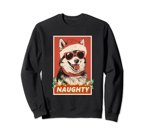 Funny Alaskan Klee Kai Christmas Naughty Vintage Sweatshirt