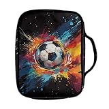 Coldinair Color Splatter Soccer Bible Cover for Kids Boy Bible Case Bible Carrier Carrying Organizer Purse Handbag with Zipper Pockets Church Bag