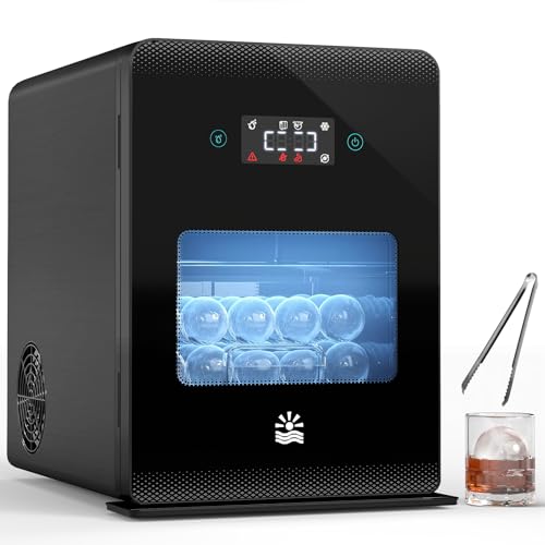 Oylus 2’’ Clear Ice Ball Maker – 4 Ice Spheres in 35min, 144 pcs/Day, Auto&Manual Water Supply, Fast Ice Machine with LCD Touch Panel, Self-Cleaning, Quiet Home & Bar Ice for Whiskey Bourbon Parties