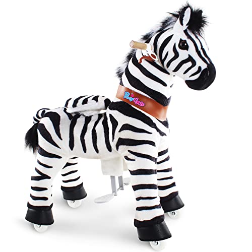 PonyCycle Zebra Kids Ride on Toys Kids Scooters Classic Model U (with Brake/ 36" Height/Size 4 for Age 4-8) Pony Cycle Ride on Zebra Plush Toy Stuffed Animal Toy Model Ux468