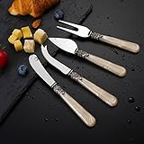 CATHYLIN REVERIE Collection 4-piece Stainless Steel Butter Spreader Cheese Knife, Giftable Butter Knives set, Bread Knife set (Gold Cheese Knife set)