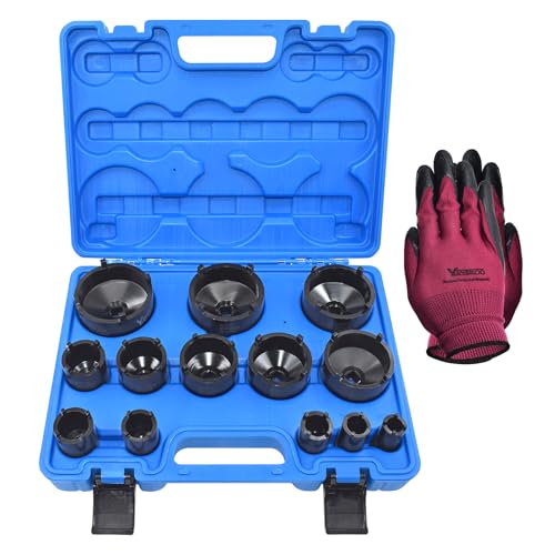 Yuesstloo Spindle Nuts Socket Kit Ball Joints Axle Locknut Remove Install Locking Hub Socket for KM Groove Nuts, Compatible with GM, Dodge, Ford, and GMC, 4 Teeth Exterior with 1/2''