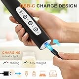 YUSWKO Black Handheld Milk Frother Wand for Coffee, Rechargeable Electric Whisk with 3 Heads 3 Speeds Drink Mixer Coffee Frother For Latte, Cappuccino, Hot Chocolate, Egg