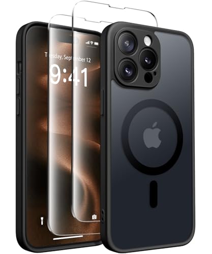 CAPRARO Magnetic for iPhone 14 Pro Max Case, [Compatible with MagSafe] [Full Camera Protection] Shockproof Protective Slim Translucent Matte Phone Case for iPhone 14 Pro Max 6.7'', Black