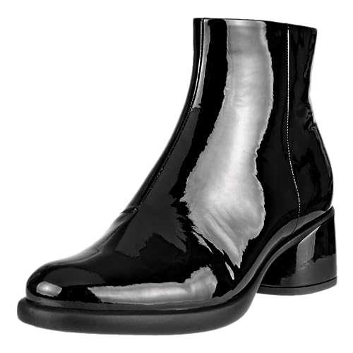 ECCO Women's Sculpted Luxury 35MM Ankle Boot, Black Patent, 8-8.5