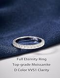 IMOLOVE Moissanite Wedding Band Wedding Rings for Women 925 Sterling Silver Rings with 18K White Gold Plated Eternity Stackable Engagement Ring Anniversary Band Size 8-ET