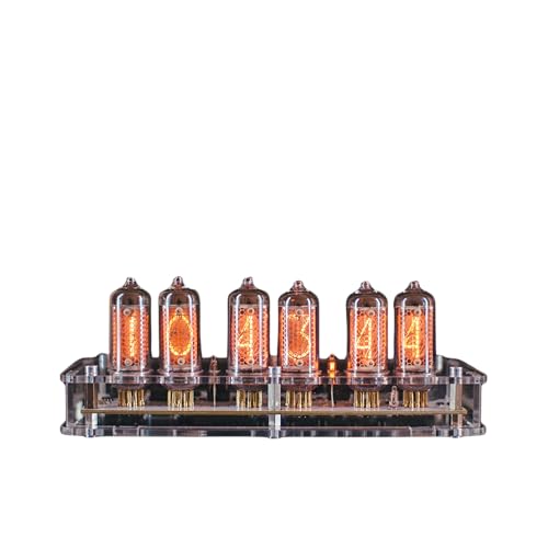 Authentic Nixie Tube Clock with Replaceable IN-14 Nixie Tubes, Temperature Sensor, Alarm Clock, High Precision, Made in Ukraine (in-8, Acrylic)