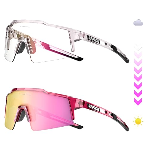 KAPVOE Photochromic Sunglasses UV400 Protection for Women Men Cycling Glasses TR90 Frame MTB Running Mountain Bike Glasses Riding Baseball Bicycle Driving 61
