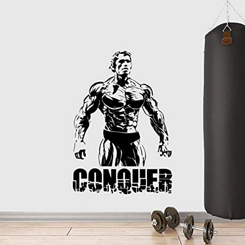 Kellysdesigns Arnold Schwarzenegger Wall Decal Conquer Vinyl Sticker Quote Fitness Wall Decal Motivational Sign Gym Wall Decor Bodybuilding Wall Art Workout Poster Print 1226