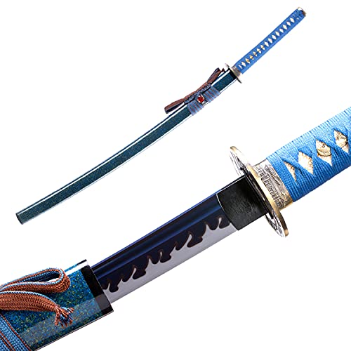 Original Katana Sword Customize Oil Quenched 9260 Steel Samurai Sword Black Blade Fake White Hamon Can Bent More Than 70 Degrees Alloy Koshirae Hardwood Saya and Tsuka