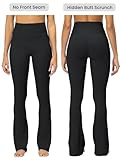 Sunzel Sunzfly No Front Seam Mini Flare Leggings for Women, Invisible Butt Scrunch Flared Yoga Pants with Tummy Control 32" Black X-Small