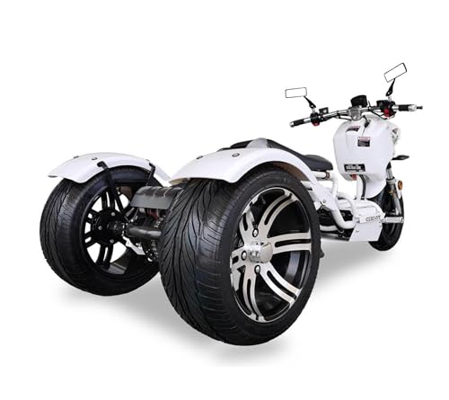 150CC Stretched Trike | 3-Wheel Motorcycle, ICEBEAR Ruckus PST150-19N, Featuring A Low Center of Gravity and Responsive Steering, Ample LEGROOM (White)