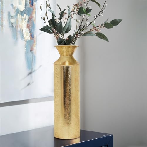 Gold Tall Floor Vase 16.14in Metal Decorative Flower Bucket Vases for Twigs Branches Dried Flowers Home Decor Housewarming Gift for Spa Reiki Meditation Settings O5