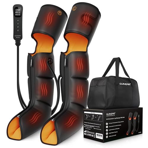 QUINEAR Leg Massager, 3-in-1 Foot Calf & Thigh Massager with Heat and Compression Therapy, Leg Massage Boots for Swollen Legs, Edema, RLS Pain Relief, FSA HSA Eligible