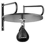 Afranti Heavy Duty Adjustable Speed Bag Platform Kit 24" with Speed Punching Ball (10"x7") Adjustable Height Wall Mount Professional Fitness Ball Boxing Reaction Training Set