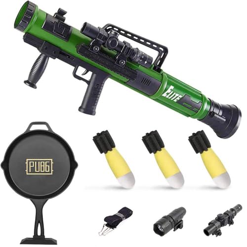 KoudHug Military Toy Rocket Launcher Set, Worker Tactics Missile Mortar Air Gun Toy with 3 Safety LED Foam Shell - Artillery Launcher Best Gift for Boys & Girls - Great for Outdoor Play (Green A)