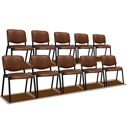 VINGLI Rustic Waiting Room Chairs: 10-pack PU Stackable Church & Office Chairs for Conference Room, Reception, & Lobby