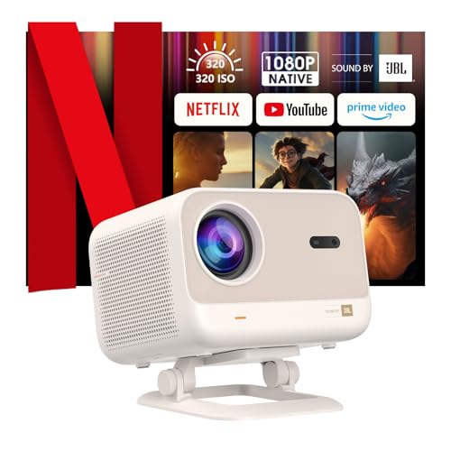 [Netflix-Licensed/Sound by JBL] Yaber L2 Plus Projector with WiFi 6 & Bluetooth, Native 1080P Projector 4K Support, Auto Focus/Keystone Correction, Built-in Apps, Portable Proyector for Home & Outdoor