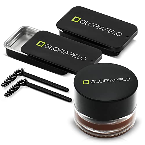 GLORIAPELO Eyebrow Gel and Brow Soap – Set of 2 Soap Eyebrow Kit with Spoolie and Eyebrow Pomade Dark Brown or Chocolate – Long-Lasting, Waterproof Vegan Formula – Natural Eyebrow Effect