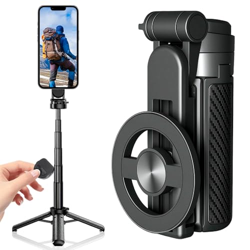 2025 New 4 in 1 Multifunctional Magnetic Selfie Stick, Universal 360° Rotation Phone Tripod with Remote Control, Portable Extendable Mag Tripod for Travel Vlog (Black)
