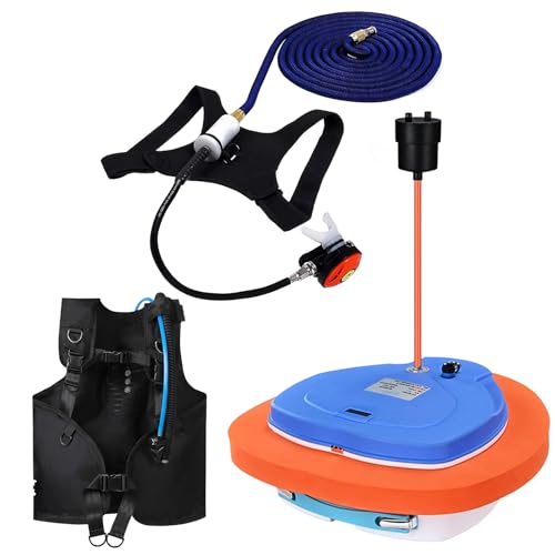 GOYOJO 3 Hours Scuba Diving Ventilator System with Mask Mount, Equipment Toys Floating Air Pump/Tank 10M Telescopic Pipe & Breathing Regulator 57 Liters/min for Underwater Snorkeling