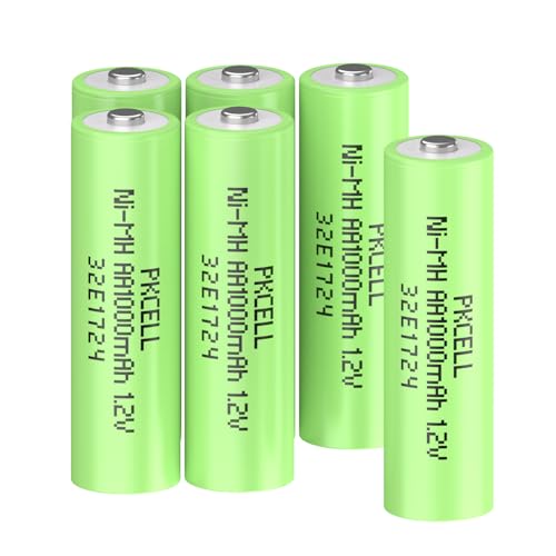 PKCELL Rechargeable AA Batteries 6 Pack, 1.2V 1000mAh High Capacity NiMH Double AA Batteries, Long-Lasting and Pre-Charged Battery for String Lights, Flashlights, Toys, TV Remotes