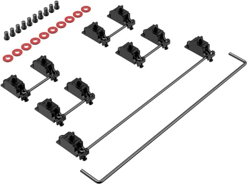 Zkeebs DUROCK V2 Screw-in Stabilizers, 7U, 6.25U, 2U Clear PCB Mount Stabilizer Pre-Clipped, Wire Popping PCB Screw Stabs for Mechanical Keyboards (80% TKL Kit) (Nero Black)