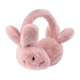 Surblue Cute bunny Animal Earmuffs Winter Warm Outdoor Ear Covers Adjustable Headband Fur Ear Warmer, Pink