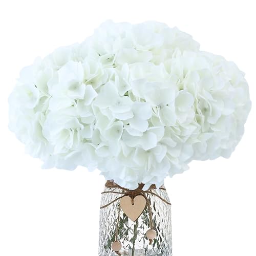 AVIVIHO Hydrangea Artificial Flowers Bulk Pack of 65 Fluffy Ivory Fake Hydrangeas Silk Flowers with Stems for Home Weddings,Centerpieces,Party Decor Spring Festival Florals Decorations