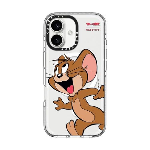 CASETiFY Clear Case for iPhone 16 [Tom and Jerry Colab/Not Yellowing / 6.6ft Drop Protection/Compatible with Magsafe] - Jerry Character - Clear