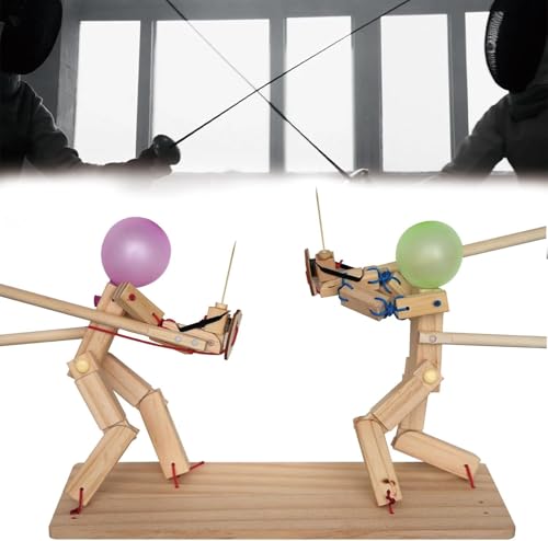 Wooden Fencing Puppets Balloon - Handmade Large 2025 New Man Bamboo Big Man Battle Board Games, Wooden Battle Bots Arena, Battle Bots (Upgraded Bamboo Joint Puppet*1)