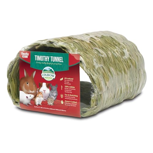 Oxbow Animal Health Timothy Club Tunnel, Guinea Pig Hideout, Guinea Pig Toys, Bunny Toys, 100% Timothy Hay, Bunny Enrichment for Rabbit Cage, Rat Cage Accessories