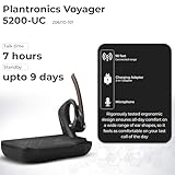 Plantronics Voyager 5200-UC for Bluetooth Headset Earpiece Bundle 206110-101 - for Smartphones, PC, iOS, Mac, Tablet, Incl. Charging Case + Charging Cable + USB Dongle + USB A-C + Microfiber Cloth