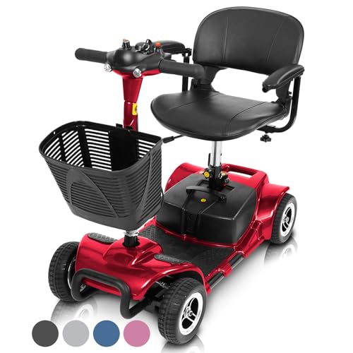 Vive 4 Wheel Mobility Scooter - Electric Powered Wheelchair Device - Compact Heavy Duty Mobile for Travel, Adults, Elderly - Long Range Power Extended Battery with Charger & Basket (FSA/HSA Eligible)