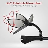 Hafny NEW Handlebar Bike Mirror, HD,Blast-resistant, E-bike Mirror, Glass Lens, HF-MR095 (Silver Left)