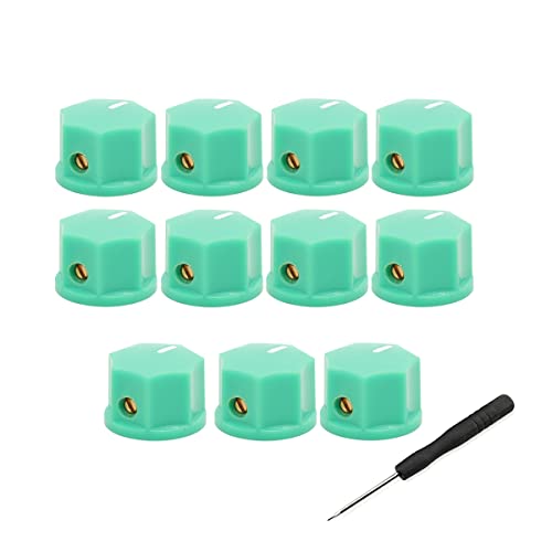 ROZILO 11Pcs Mini MXR Style Brass Insert Skirted AMP Knobs Effect Pedal Knobs Green