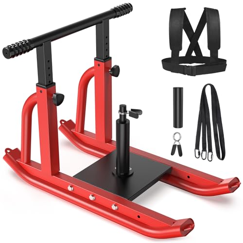 TYRSEN Weight Sled, Heavy-Duty Push Pull Sled, Adjustable Height Handle, Workout Fitness Sled for Training- Running Speed, Agility, Soccer, Football, Strength, Crossfit- Suitable for 1" & 2" Plates