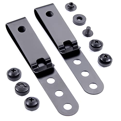 HolsterSmith Universal Metal Belt Clip for Holster Making - (Model 5) - (3-Hole) - (Tactical Black) - (w/SPTHA Mounting Hardware) - (2 Pack)
