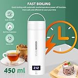 Travel Electric Kettle Portable Small Mini Tea Coffee Kettle Water Boiler, Water Heater with 4 Temperature Control,304 Stainless Steel with Auto Shut-Off & Boil Dry Protection, BPA-Free (White)