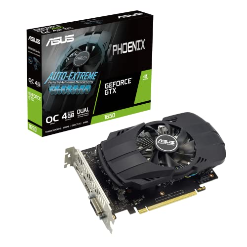 ASUS Phoenix NVIDIA GeForce GTX 1650 OC Edition Gaming Graphics Card (PCIe 3.0, 4GB GDDR6 Memory, HDMI 2.0, DisplayPort 1.4a, DVI-D, Dual Ball Fan Bearings, Auto-Extreme)