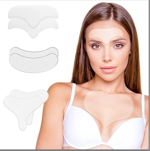 Stasover 6 Pack Forehead Wrinkle patches, Anti Wrinkle Silicone Neck & Chest Pads, Resuable and 100% Medical Grade Décolleté Anti Wrinkle Patches, Wrinkle Remover Treatment while Sleeping