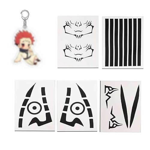 Ryomen Sukuna Tattoo Itadori Yuji Tattoo Anime Cosplay Temporary Tattoos Body Face Wrist Stickers Makeup Props Accessory (D)